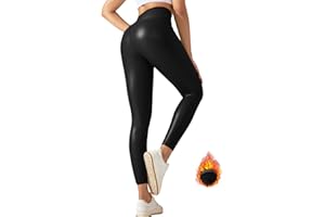 Neteson Leggins Donna Ecopelle Push Up Vita Alta Pantaloni in Pelle Eleganti Sexy Elastico Skinny Leggings Opachi