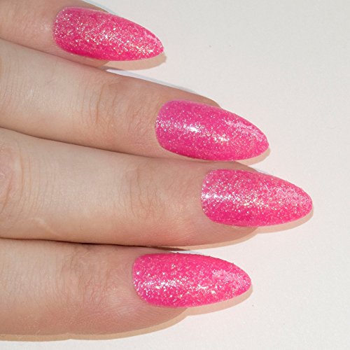 Bling Art Stilett Falsche Nägel Gel Acryl Rosa-Gel Glitter Mittel Tipps UK - 3