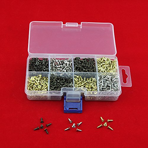 Kleine Schrauben für kleine Scharnier Antique Selbstschneiden Schrauben Multi-Purpose DIY Schrauben Set Gold Silber Bronze 2x6mm / 0.07×0.23 „2x8mm / 0.07×0.31“ 2x10mm / 0.07×0.39 „1600pcs - 4