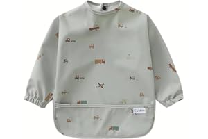 Cubble Waterproof Coverall Baby Feeding Bibs for Mealtimes and Messy Play, Adjustable, Baby Weaning