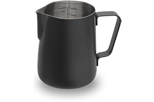 watchget Milk Frothing Pitcher 12oz/350ml - Espresso Steaming Pitcher Stainless Steel Milk Frothing Pitcher Cappuccino Latte Art Coffee Machine Accessories Milk Jug Milk Frother Cup, Black