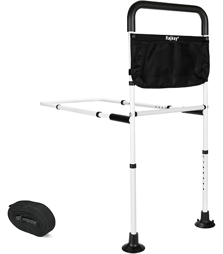 Sbarra Per Letto Anziani Con Tasca Rete - Supporto Fino A 136 Kg, Montaggio Facile Senza Attrezzi