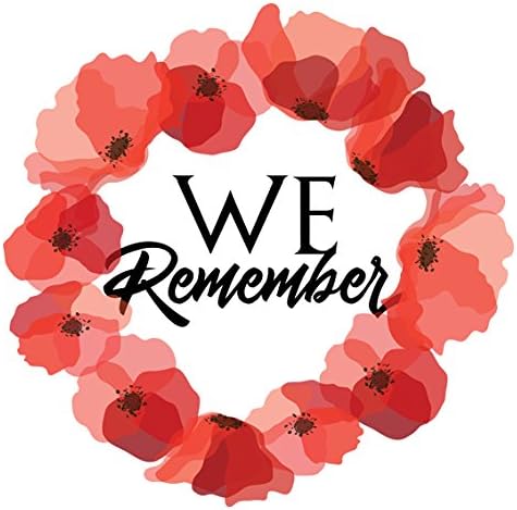 Lest We Forget Remembrance Day Sticker, Poppy Flower Decal, Car, Window, Fridge, Laptop Sticker (Large - 20x20cm)
