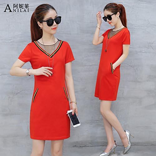 TXD Clothing Summer short-sleeved dresses female Korean skirt summer Couture fashion,L,red