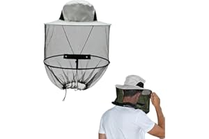 NUCALT Wekuw Cappello Anti-Zanzare Insetti, Cappello Zanzariera Cappello da Apicoltore con Velo Cappello da Sole Antizanzare per Escursionismo, Pesca, Campeggio All'aperto(Grigio)