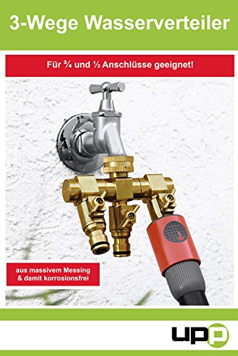UPP Products Wasserverteiler 3 Wege für 1/2″ und 3/4″ Anschlüsse / Wasserhahnanschluss / Wasserhahnadapter - 2