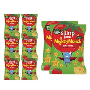 Slurrp Farm Tasty Mighty Munch, Tangy Tomato, Healthy Snack for Kids, 20g?(Pack of 8)