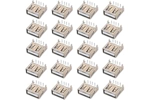 Oiyagai Lot de 20 Connecteurs à Angle Droit USB Femelle Type A 4 Broches, Montage Dip