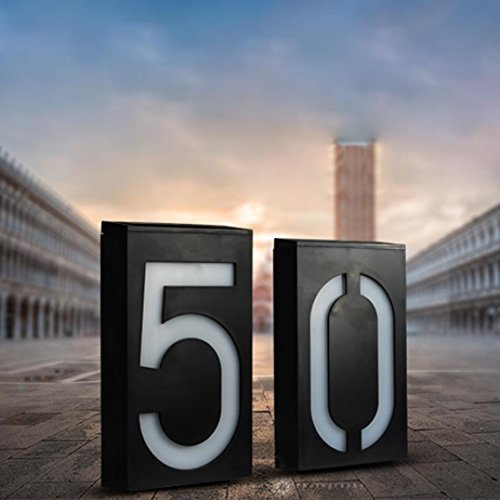 sunnymi Solar Power Digital Türleuchten/LED-Licht-Zeichen-Haus-Hotel-Tür-Adresse Plaketten-Zahl-Ziffern-Platte/Enviormentalschutz/Klare Sicht Unter Dunkelheit (B)