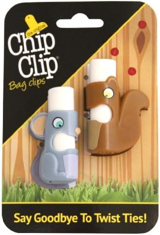 Chip Clip Bag Clips, Push Button Bag Ties in Cute Shapes Set of 2 (Mouse/Squirl) by Chip Clip