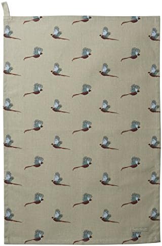 Sophie AllportPheasant Tea Towel, 100% Cotton, 45cm x 65cm, Home Kitchen Towel with Hanging Loop