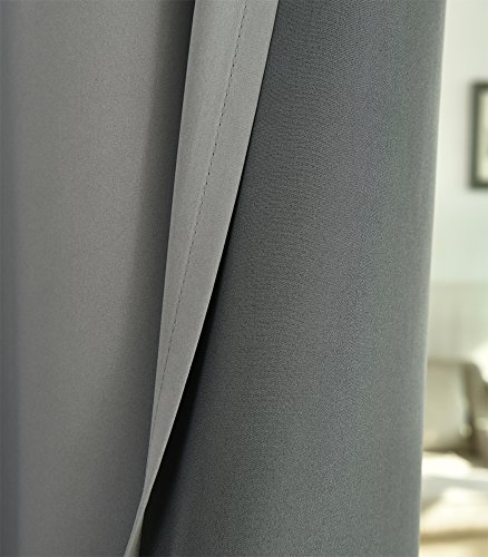 EUGAD VH5867dgr Gardine Vorhang blickdicht mit Ösen , leicht schwere Verdunkelungsgardine Verdunkelungsvorhang Ösenschal , 135×175 cm , Dunkelgrau - 5