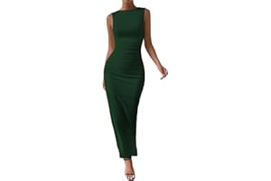 Zesoyne Womens Maxi Dress Sexy Sleeveless Bodycon Round Neck Elegant Long Dresses for Party Wedding Cocktail