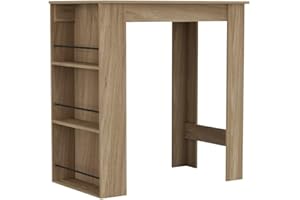URBNLIVING 3 Tier Dining Bar Coffee Kitchen Island Table Open Storage Shelves Living Room (Oak)