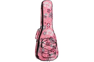 Surwin Funda Ukelele Soprano 21 23 26 Pulgadas Ukelele Gig Bag Bolsa Acolchada Grueso Ukelele con Correas de Relleno, Ajustables Estuche para Ukelele Mochila (21 pulgadas,flor rosa)