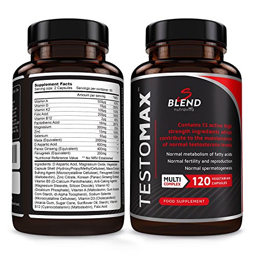 TESTOMAX Testosterone Booster for Men - 13 Powerful Active Ingredients & Vitamins Including Zinc, Maca Root Extract, Fenugreek, Ginseng - Made in The UK by Nutravita - Image 3
