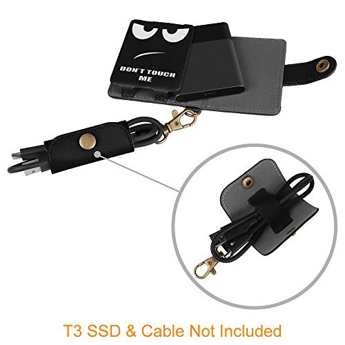 Fintie Samsung T3 SSD Hülle Case [2 Pack] , Kunstleder Schutzbeutel Reisetasche Organisator Tasche Tragetasche für Samsung T3 Portable 250GB 500GB 1TB 2TB SSD USB 3.1 Externe Solid State Drive, Don’t Touch - 3