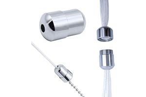 N\A WENHUAZAI 6 Pack Cord Connector Metal Chrome Bathroom Light Pull Cord Joiner with Connector Clip Weighted Acorn Cord Pull Cord for Ceiling Light Switches Shower Blinds Fan Pull Cord