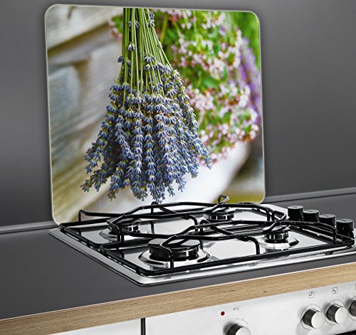 WENKO 2511924500 Motivplatte Lavendel-Strauß – für alle Herdarten, Schneidbrett, Gehärtetes Glas, 50 x 56 cm, Mehrfarbig - 3