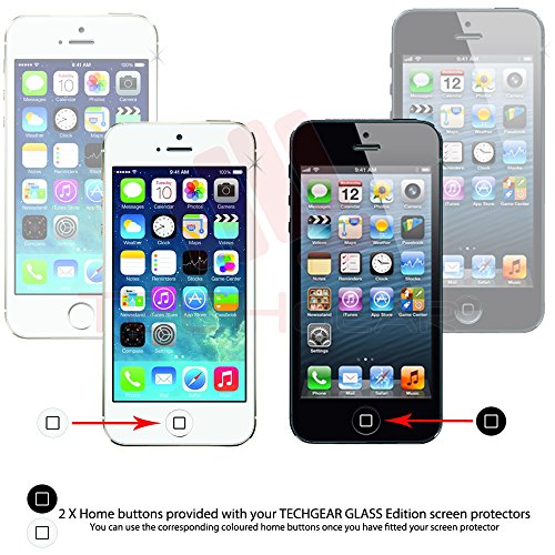 [3 Pack of] TECHGEARÂ® Apple iPhone SE / 5s / 5c / 5 GLASS Edition Genuine Tempered Glass Screen Protector Guard Cover (iPhone 5s/5c/5) â€¦