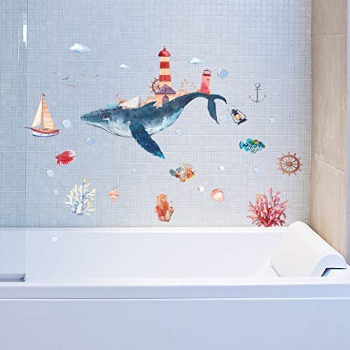 Preisvergleich Produktbild Underwater World Whale LightRoom Fish Wandaufkleber Kinderzimmer Schlafzimmer Schrank Kleiderschrank Kindergarten Dekorative Abziehbilder