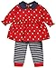 Lilly & Sid Baby Girls' Dotty Dress and Leggings Clothing Set, Red, 6-12 Months