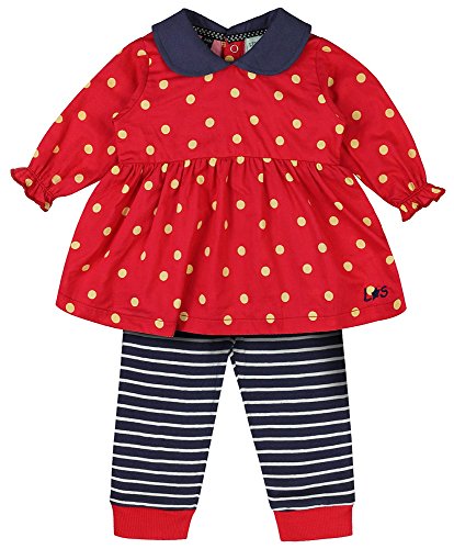 Lilly & Sid Baby Girls' Dotty Dress and Leggings Clothing Set, Red, 6-12 Months
