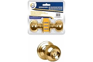 OTLCREATIONS Gold Entrance Lock, Stainless Steel Round Modern Design Door Lock with 3 Keys, Suitable for Any Door at Home, Office or Workplace
