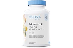 Osavi Primrose Oil 1800 mg with Vitamin A & E – 120 Softgels | Cold–Pressed Evening Primrose Oil with GLA, Enriched with Vitamin A & E | Supports Skin Health & Cell Protection