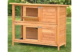 nanook Kaninchenstall Hasenstall - draußen wetterfest - mit Softclose Dach - 122 x 50 x 101 - Farbe: Natur