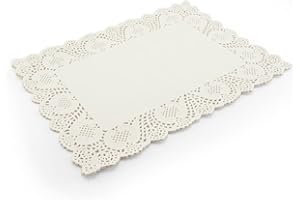 NEUTRAL UMPIRE Exquisite Paper Doilies White Rectangle 35cm x 25cm Pack of 20 | Elegant Doyleys Lace Paper for Party, Wedding & Tableware | Oil-Absorbing and Disposable | Double-sided Lace Placemats