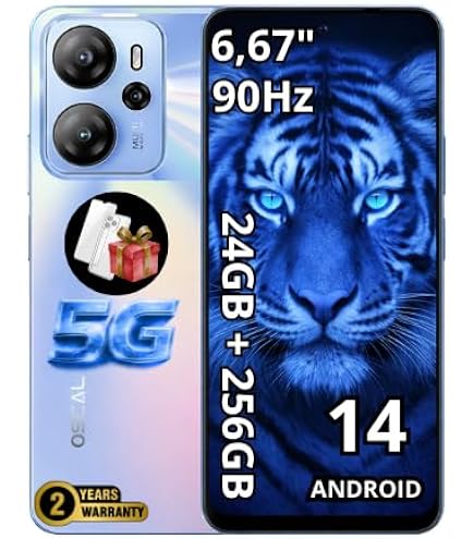 OSCAL TIGER 12 Smartphone 24GB RAM + 256GB Espandibile 1TB – Display 6,78″ FHD+ 120Hz, Fotocamera 64MP, Batteria 5000mAh E Ricarica 33W, Dual SIM NFC, Blu Ceruleo