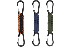 AMINDZ Haihaz,3 Piezas Acero Inoxidable Llavero de Paracord, Llavero Paracord con Mosquetón,Clip de Gancho de Anillo de cordón Trenzado，Actividades al Aire Libre,Supervivencia,Emergencias,3Colores
