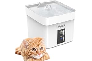 Edipets, Źródło dla kotów, Pojemność 1 litra, Automatyczny poidło, Cichy, Dozownik wody, D024, Akcesoria, Czujnik podczerwieni, Cichy, Zawiera filtr węglowy (Biały)