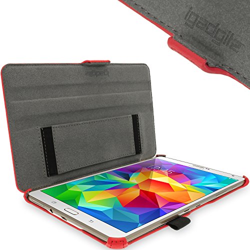 igadgitz Rot PU Ledertasche Hülle Cover für Samsung Galaxy Tab S 8.4″ SM-T700 mit Multi-Winkel Betrachtungs + Auto Sleep/Wake + Handschlaufe + Displayschutzfolie - 4