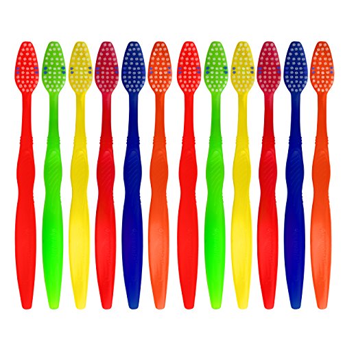 aquawhite Adult Smart Clean Manual Toothbrush, Medium Bristles, Pack Of 12. (Color May Vary)