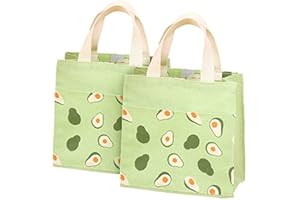 ASFINS Mini Borsa Tote Tela, 2pz Borsa di Tela Donna Borsa Shopper Cotone, per Uscire Shopping, 22cm x 22cm (Avocado Verde)