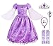 Produktbild KABETY Prinzessin Rapunzel Kleid Kostüm Party Kleid mit Zubehör (2-3 Jahren, Lila mit Zubehör)