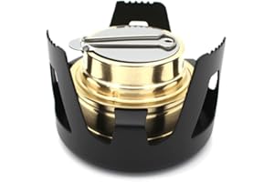 N+B Quemador de estufa de alcohol portátil con tapa de soporte de aleación de aluminio para acampar al aire libre, senderismo, mochilero, accesorios de cocina (Negro)