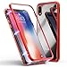 Price comparison product image Liqiqi For Apple iPhone XR Case 6.1 Inch Slim Clear Case Magnetic Adsorption Metal Bumper Glass Case Cover Transparent Cover Shock-Absorption, Anti-Scratch,HD Clear  (Red)