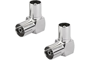 Erismithh TV Antenna Coaxial Adapter 2pcs, RF Coaxial TV Aerial Coaxial Adaptor Right Angle Adapter for Wall Mounted TV Satellite Antenna Cables Copper TV Radio