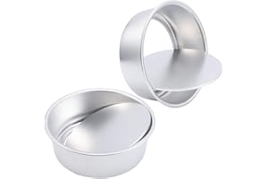 Draftor 2 Pack 8 inch Round Cake Tin Set with Loose Base, Non-Stick Baking Tins Deep Aluminum Round Cake Pan with Removable Bottom for Wedding Birthday Cake Baking