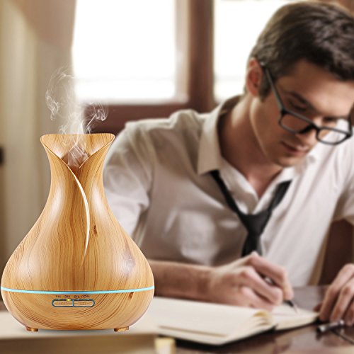 NexGadget Design Aroma Ultraschall Luftbefeuchter Raumbefeuchter Holzmaserung Style LED-Farbwechsler Diffuser 400ml Humidifier Duftzerstäuber Essential Oil Diffuser Purifier für Schlafzimmer Büro Kinderzimmer SPA Massage - 7