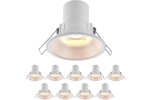 National Lighting Fire Rated Downlight, Warm White Dimmable Spotlight, IP65 Rated for Bathroom, Shower, Kitchen, Living Room, 5.5W Led Anti-Glare 500LM 3000K - Pack of 10