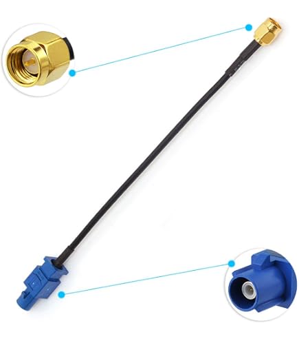 Amplificateur Antenne Radio Voiture - Double Fakra Vers DIN, 30 Cm, Améliore Réception FM/AM, Réduit Bruit