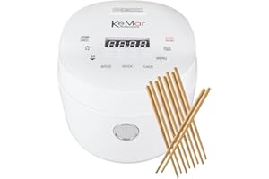‎KEMAR KITCHENWARE KeMar Reiskocher & Dampfgarer mit Keramikbeschichtung (500W, 1,8L, Weiß) - Mit Warmhaltefunktion inkl. Dämpfeinsatz, Löffel & Messbecher - Schnelle Zubereitung ohne Anbrennen, Timer, Touch Display