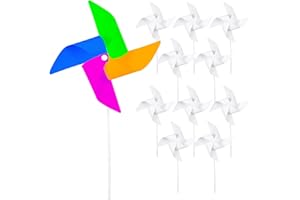TOYVIAN 24 pcs White Kit Art Pinwheels Toy Home Papers Work School Spinners Kids DIY Drawing for Craft Childrens Party Paper Girls Garden Painting Boys Color with Windmills Children