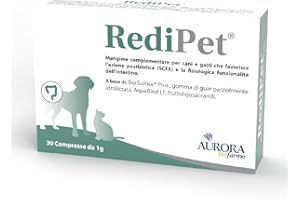 Aurora Biofarma Redipet 30 Compresse - Mangime complementare per cani e gatti che favorisce l’azione postbiotica (SCFA) e la fisiologica funzionalità dell’intestino