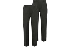LISTERS SCHOOLWEAR 2PK Boys Elasticated Waist Regular Fit School Trousers Black Grey Navy Blue 3-18 Years