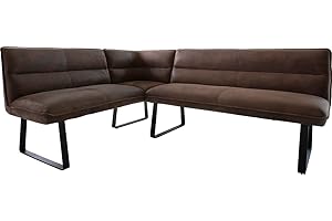 ‎DELIFE DELIFE Eckbank Salvo 200x160 cm Metall Schwarz Vintage Braun Variabel